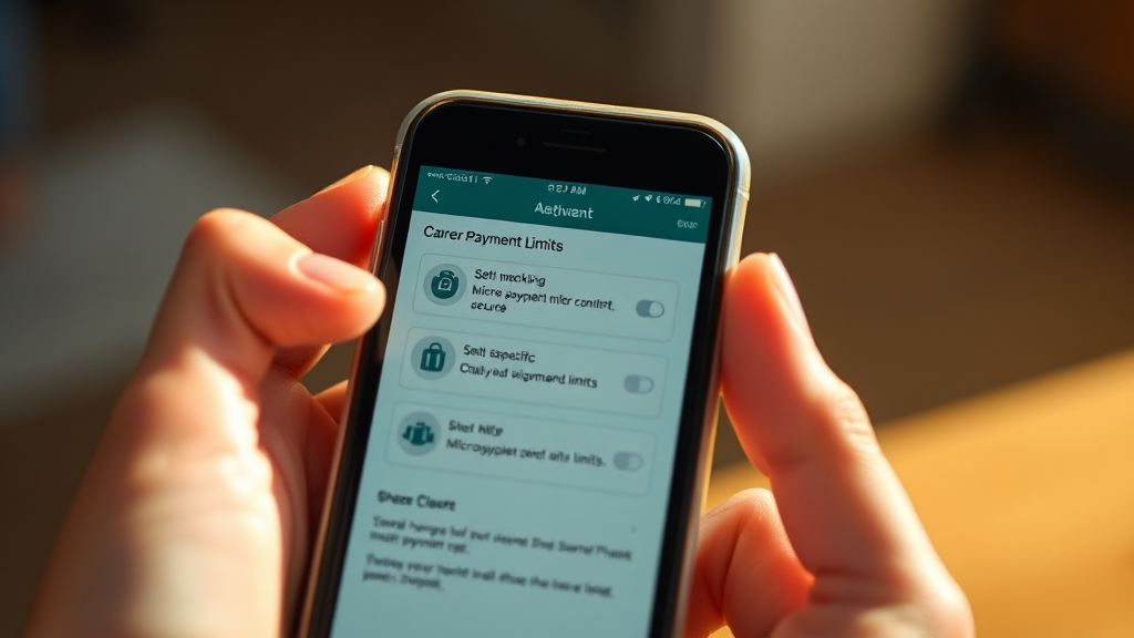 소액결제 한도 설정 및 변경 방법 (realistic 스타일)