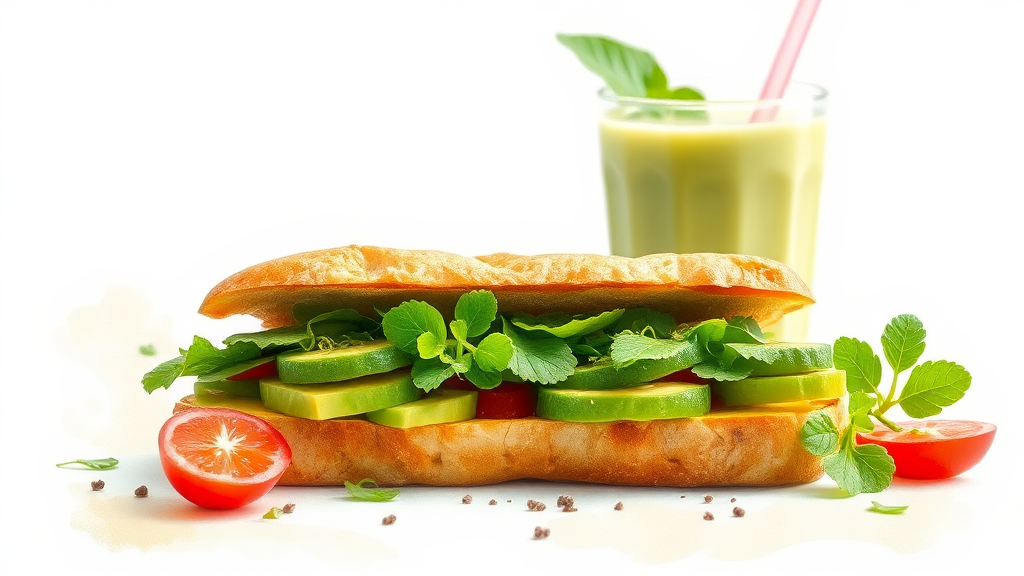 아보카도, 칼로리 걱정 없이 맛있게 먹는 법 (watercolor 스타일)