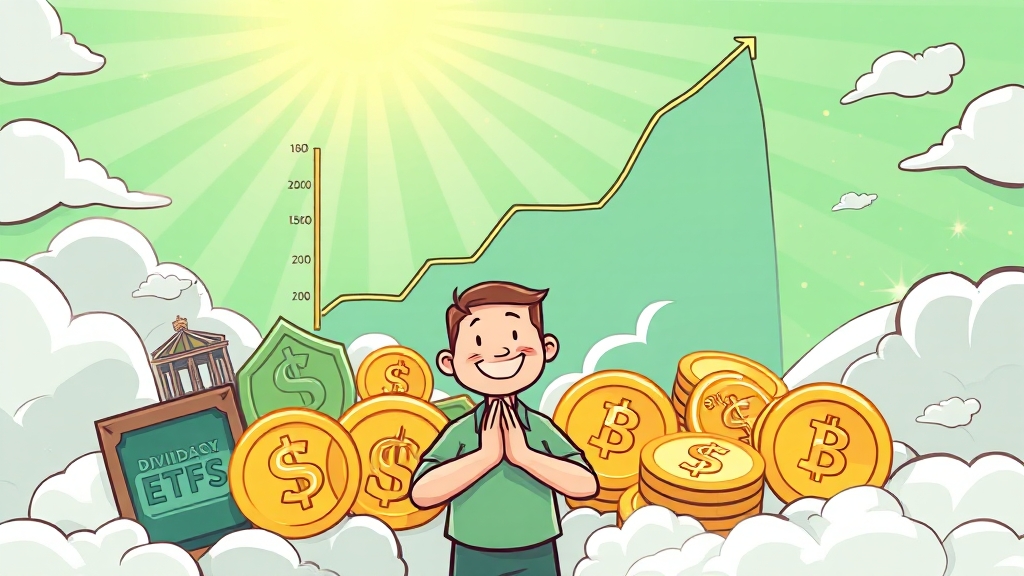 고배당 ETF 투자 전략: 포트폴리오 구성 및 배당금 재투자 (cartoon 스타일)