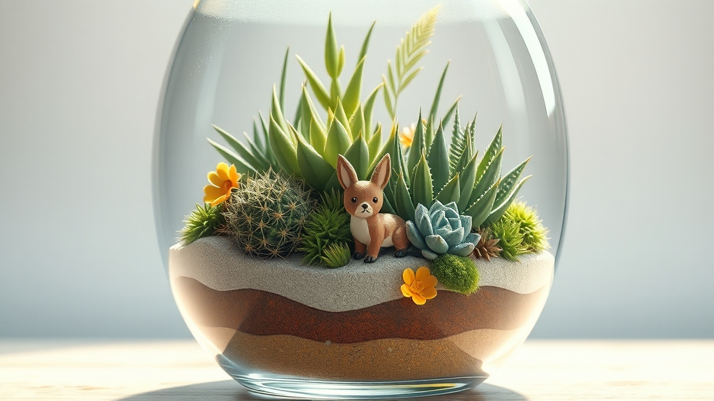 테라리움 식물 선택 및 관리법 (illustration 스타일)