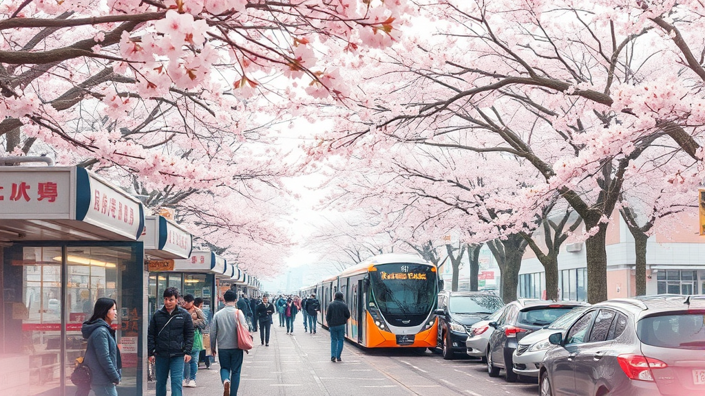 진해군항제 교통 완전 정복: 대중교통 및 주차 정보 (watercolor 스타일)