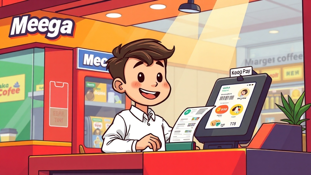 키오스크 할인 결제법 (cartoon 스타일)