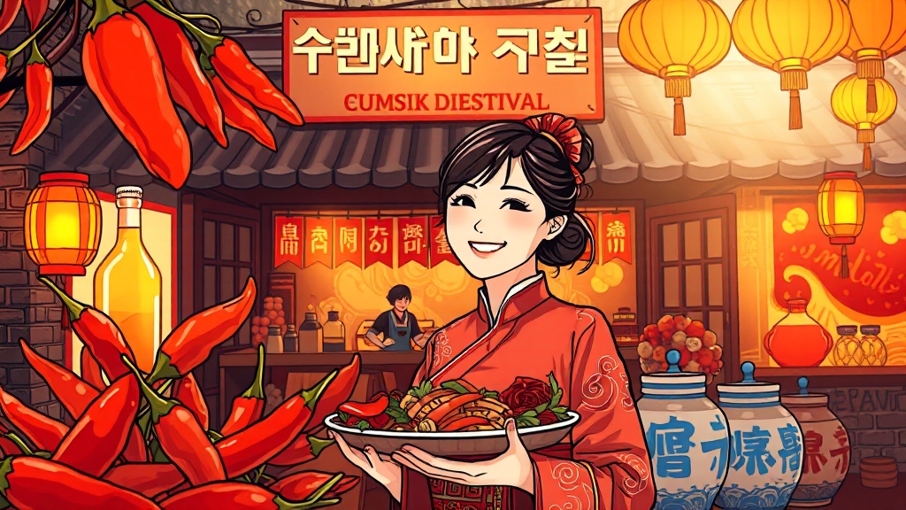 영양 고추 미식 여행 (illustration 스타일)