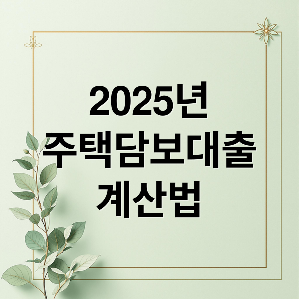 2025년
주택담보대출
계산법 (주택담보대출 계산기)