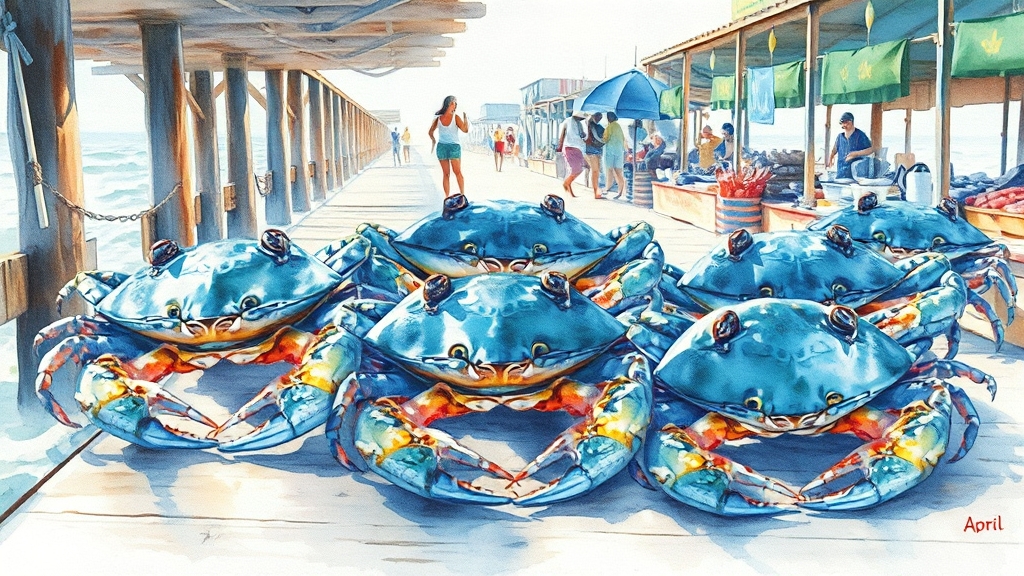 꽃게 제철과 고르는 꿀팁 (watercolor 스타일)