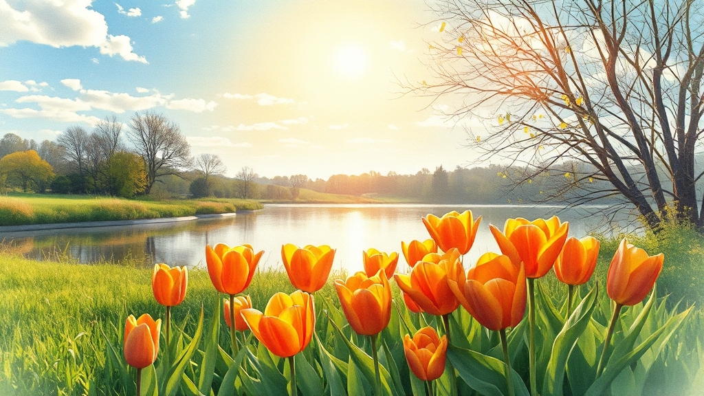 망고 튤립: 따뜻한 행복과 새로운 시작 (watercolor 스타일)