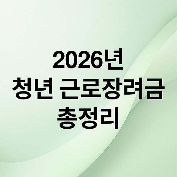 2026년
청년 근로장려금
총정리 (청년 근로장려금 신청 성공 가이드 한눈 정리)