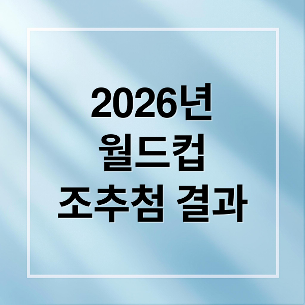 2026년
월드컵
조추첨 결과 (2026 월드컵 조추첨 한국 조 편성)