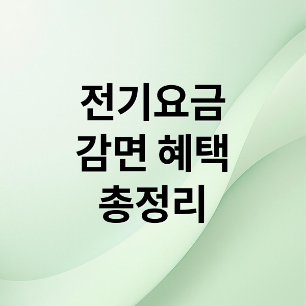 전기요금
감면 혜택
총정리 (전기요금 감면 신청 성공 가이드 총정리)