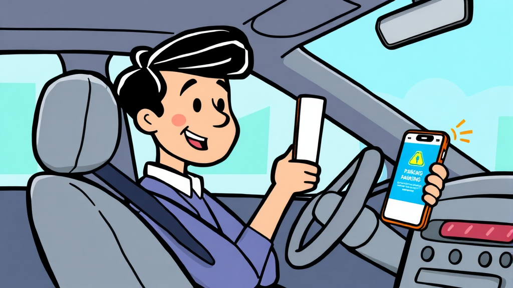 스마트한 주정차 단속 알림 서비스, 어떻게 이용할까? (cartoon 스타일)