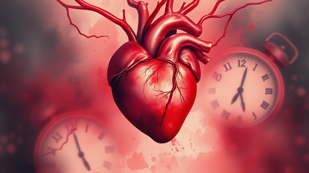 심근경색, 시간과의 싸움 (watercolor 스타일)