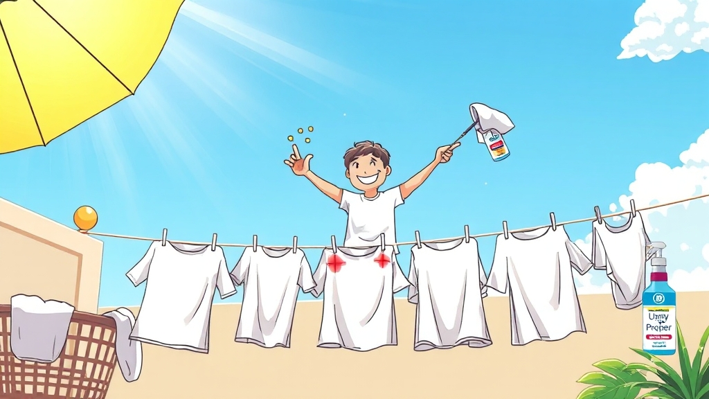 흰옷 누런때 예방 관리법 (cartoon 스타일)