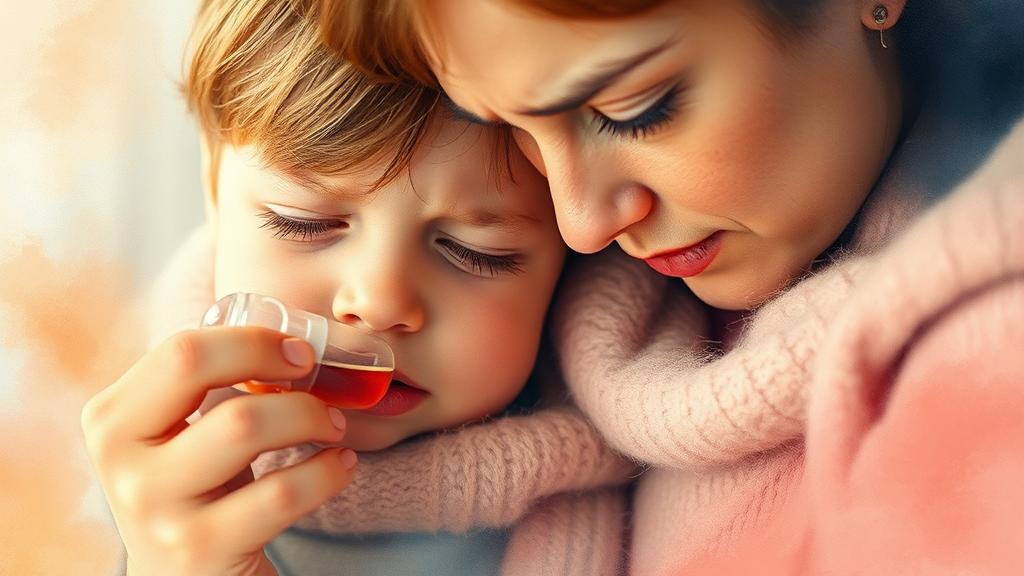 A형 독감 치료 중 구토 대처법 (watercolor 스타일)