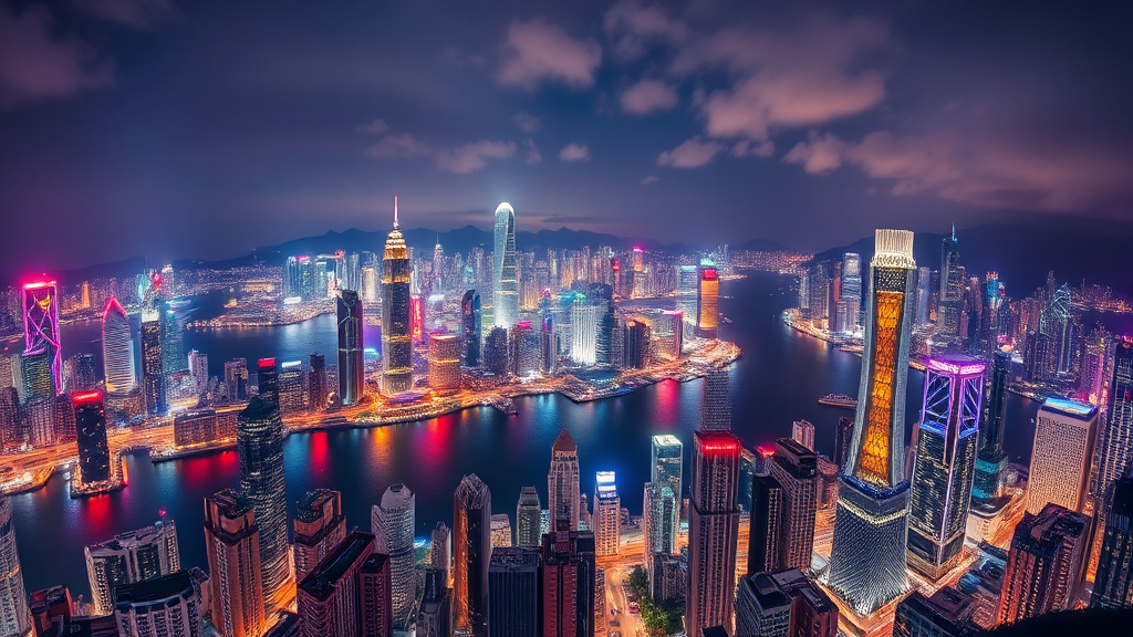 홍콩 야경 명소: 스타의 거리, 스카이테라스 428 (realistic 스타일)