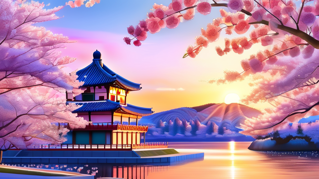 진해군항제 특별한 장소: 해군사관학교와 제황산공원 (realistic 스타일)