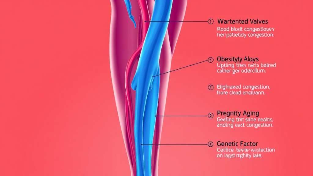 하지정맥류 원인과 위험 요인 (illustration 스타일)