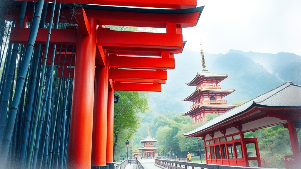 교토 명소 한눈에 훑어보기 (watercolor 스타일)