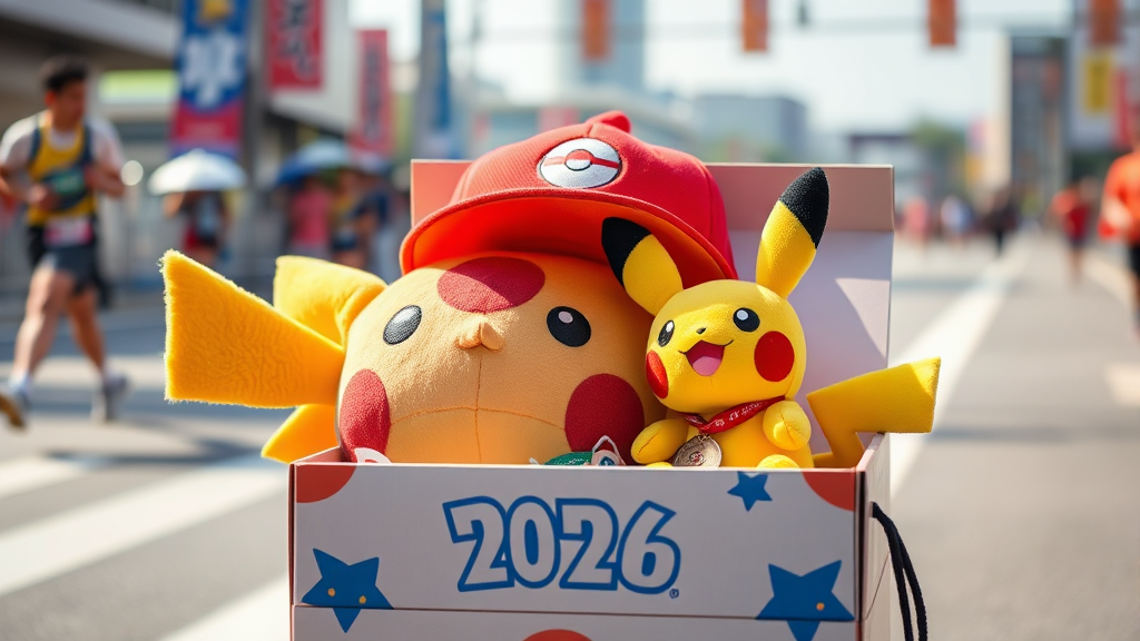 포켓몬런 서울 2026: 기대되는 굿즈 구성품 및 증정품 (realistic 스타일)