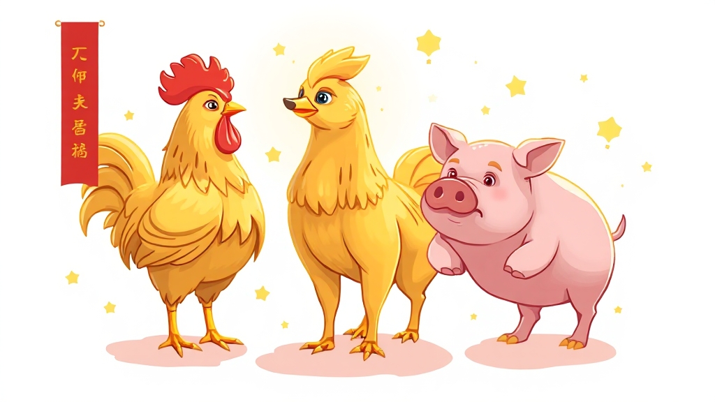 닭띠, 개띠, 돼지띠 상세 운세 (illustration 스타일)