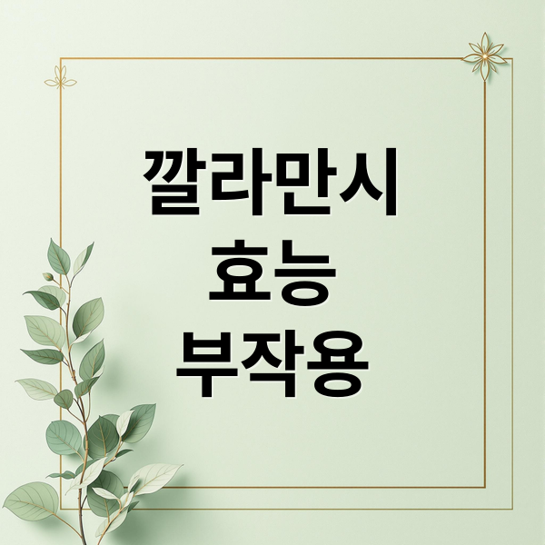 깔라만시
효능
부작용 (깔라만시 효능 부작용)