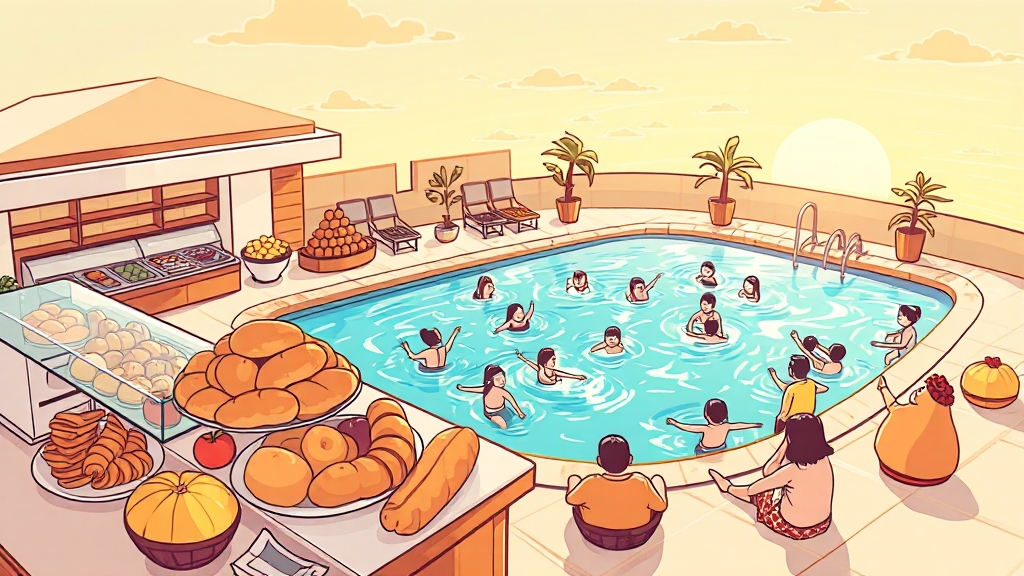 호텔 부대시설 & 뷔페 연계 (cartoon 스타일)