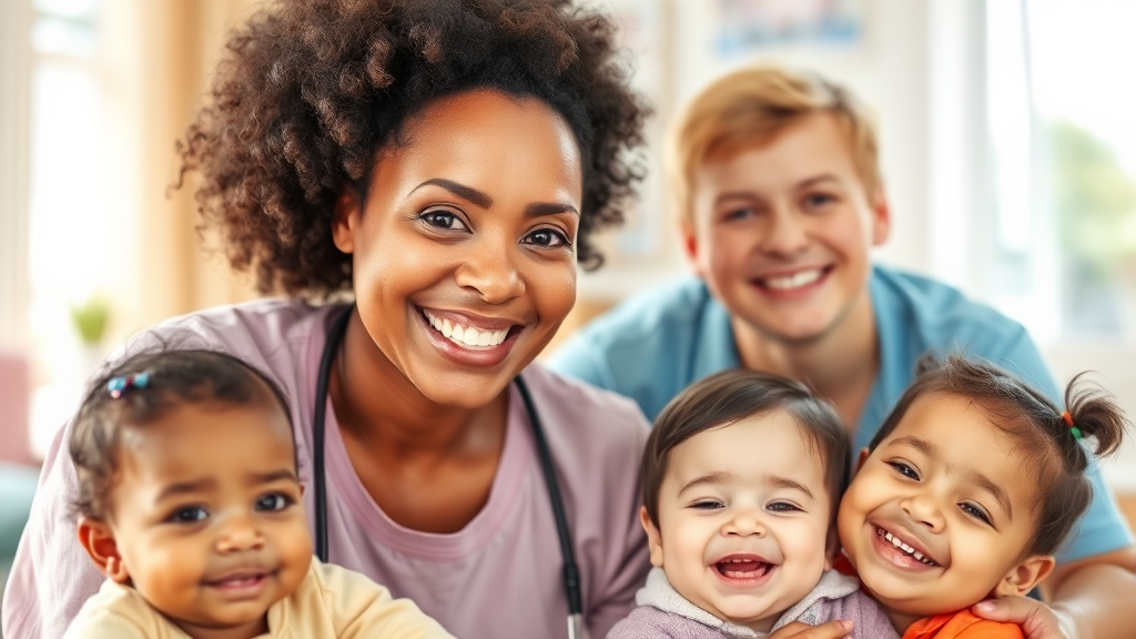 아이돌봄 서비스 종류 (realistic 스타일)