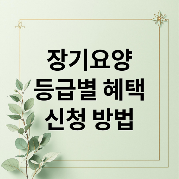 장기요양
등급별 혜택
신청 방법 (노인장기요양보험 등급별 혜택과 신청방법)