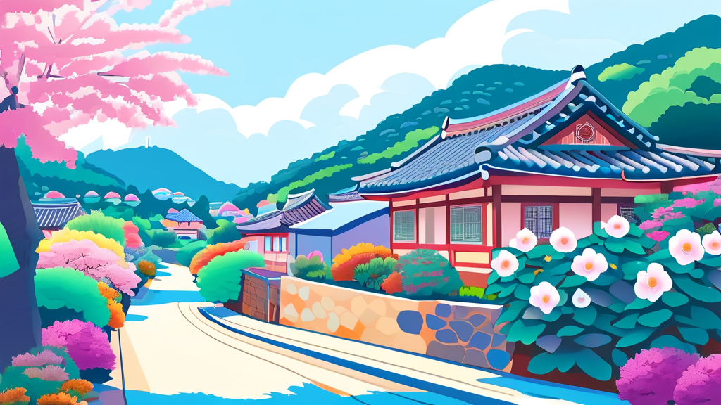 개심사 주변 볼거리와 연계 여행 코스 (cartoon 스타일)