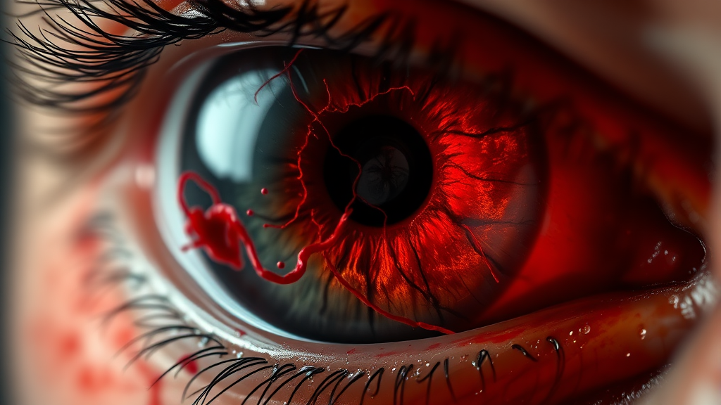 당뇨망막병증, 원인과 진행 과정 (realistic 스타일)