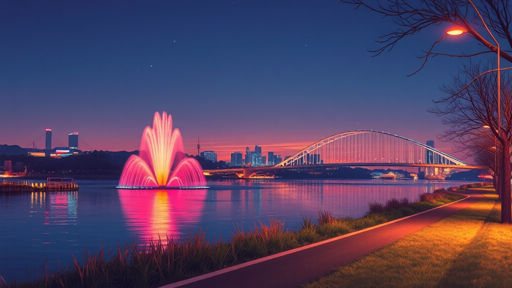 서울 근교 한강변 드라이브 (illustration 스타일)