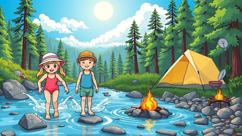 캠핑장 주변 환경 (cartoon 스타일)