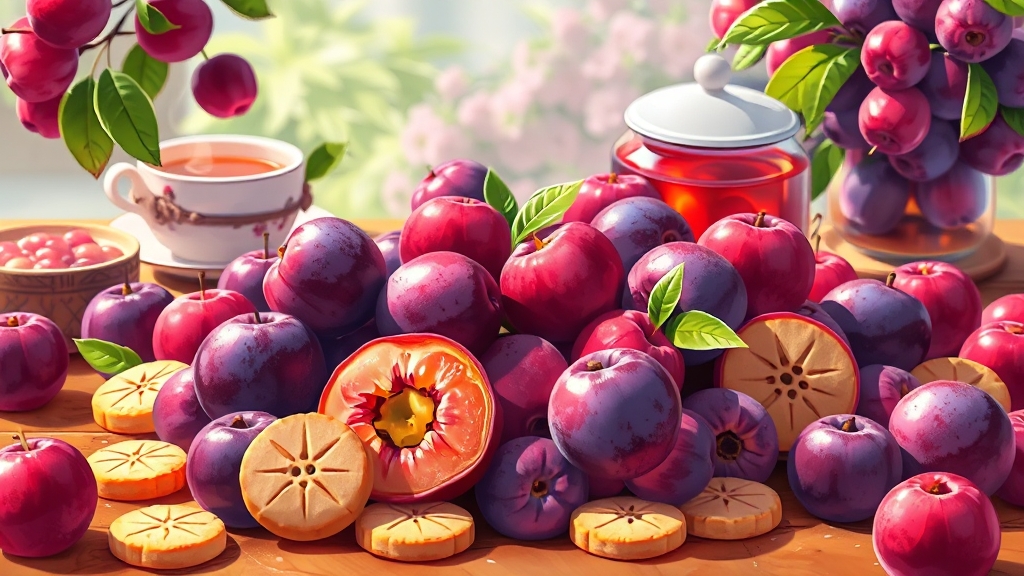 매실 활용 요리와 가공법 (illustration 스타일)