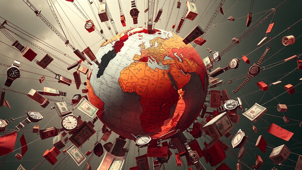 트럼프 관세, 글로벌 경제 파급 효과 (realistic 스타일)