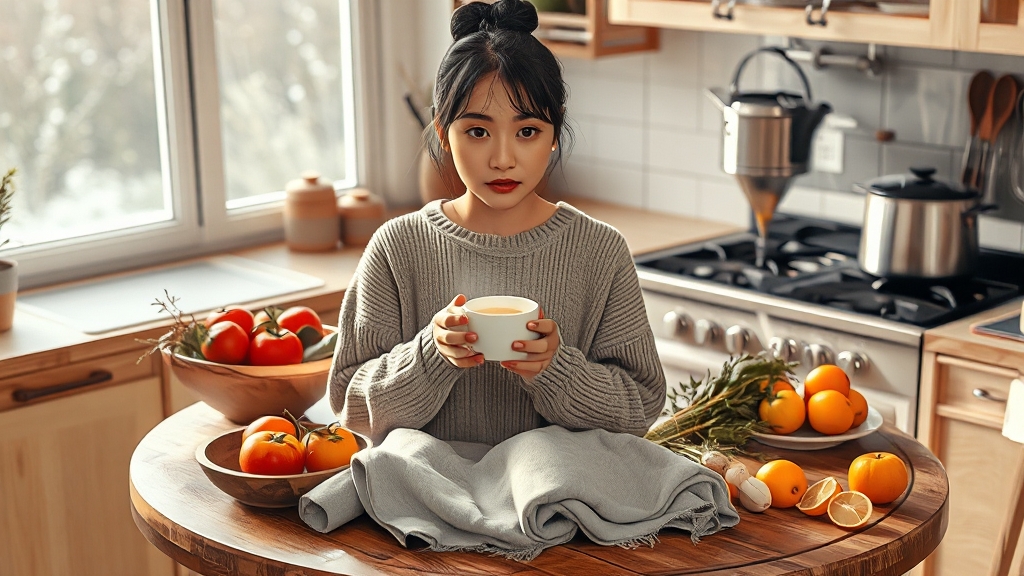 청국장가루 섭취 시 주의사항 (realistic 스타일)
