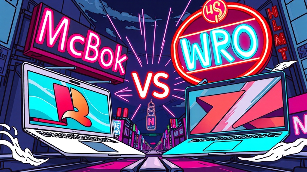 맥북에어 vs 맥북프로: 핵심 비교 (cartoon 스타일)