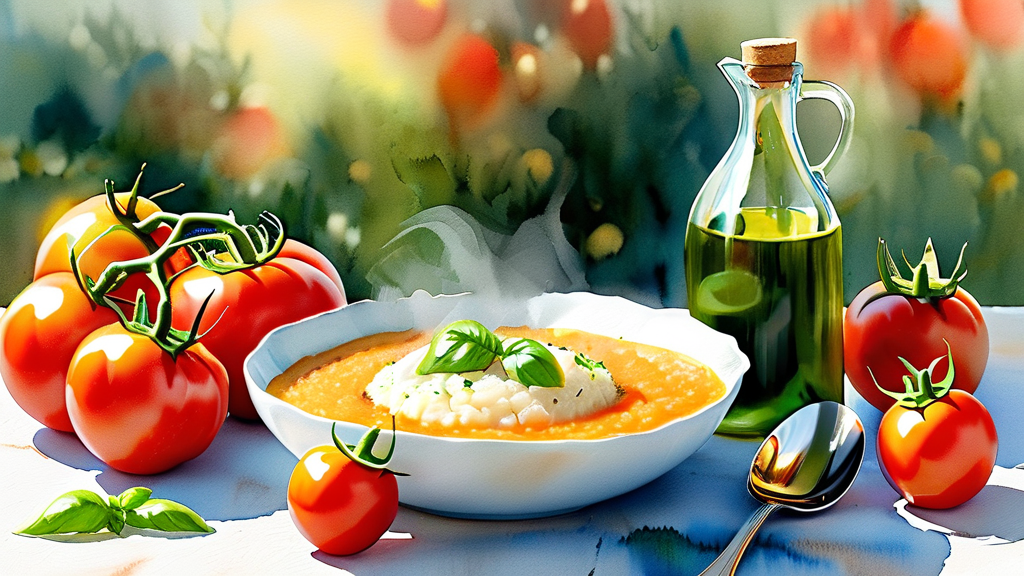 토마토 맛있게 즐기는 법: 제철 토마토 활용 레시피 (watercolor 스타일)