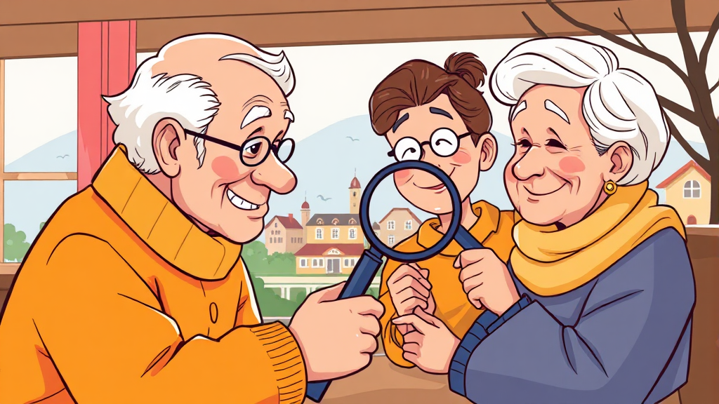 실버타운 선택 시 고려 사항 (cartoon 스타일)