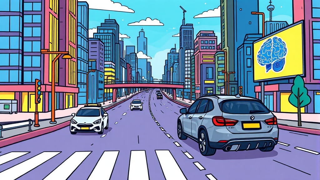 자율주행 기술: 미래를 향한 여정 5 자율주행 안전 및 규제 (cartoon 스타일)