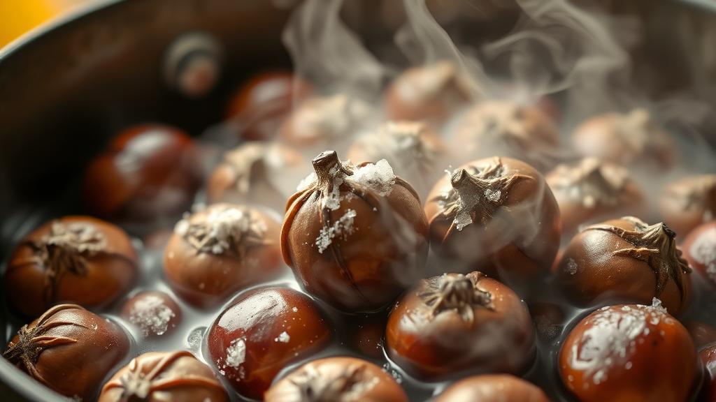 냄비로 밤 삶는 법 (realistic 스타일)