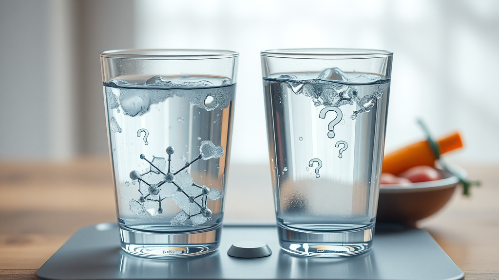 알칼리수와 수소수 비교 (realistic 스타일)