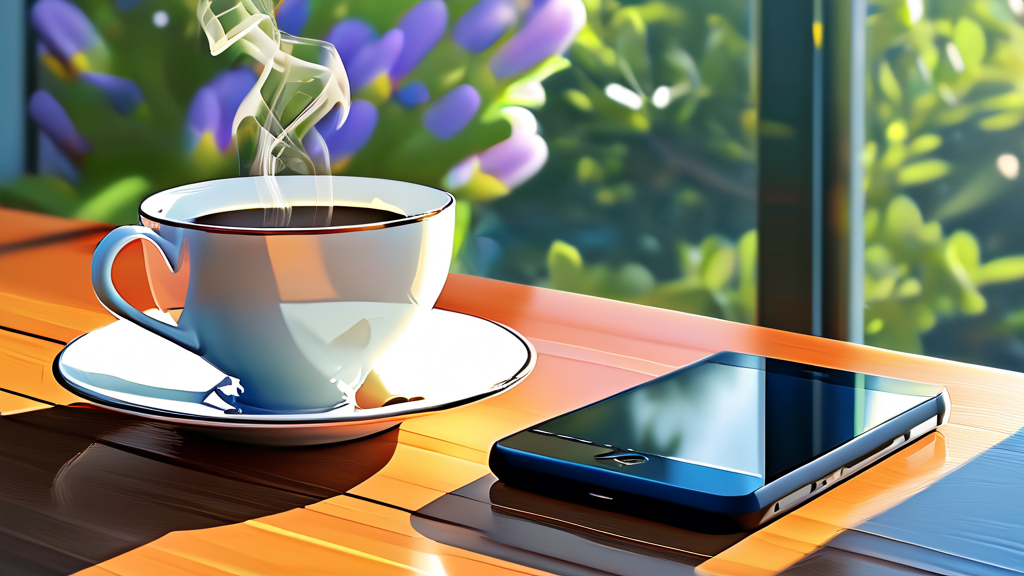 스마트폰, 카페인, 눈밑 떨림과의 연관성 (realistic 스타일)