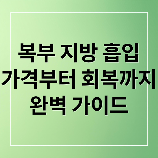 복부 지방 흡입
가격부터 회복까지
완벽 가이드 (복부지방흡입 가격 비용)