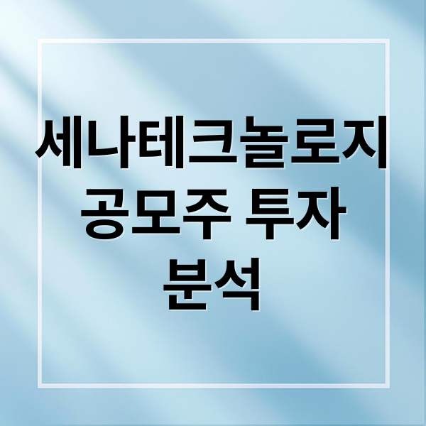 세나테크놀로지
공모주 투자
분석 (세나테크놀로지 공모주 청약)