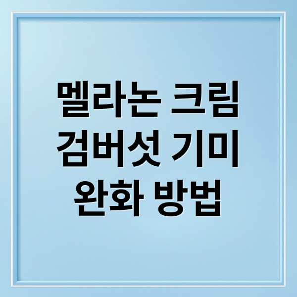 멜라논 크림
검버섯 기미
완화 방법 (멜라논 크)
