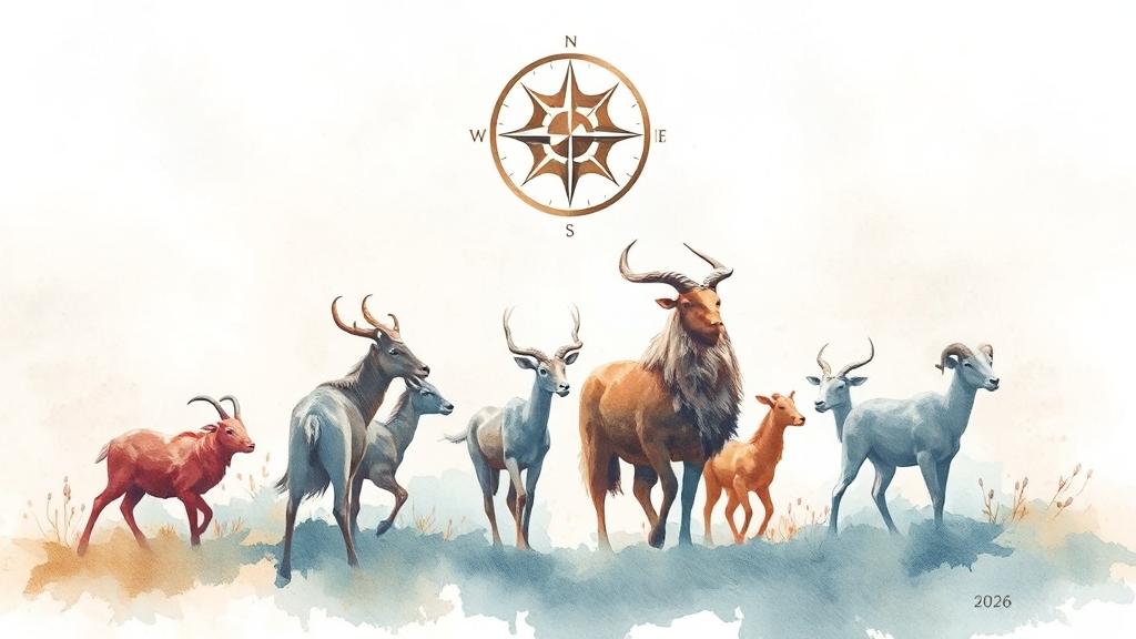 2026년 띠별 이사: 핵심은 나에게 맞는 방향 찾기 (watercolor 스타일)