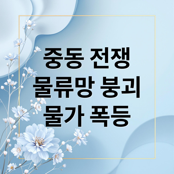 중동 전쟁
물류망 붕괴
물가 폭등 (중동 전쟁 항공 해운 물류 대란)