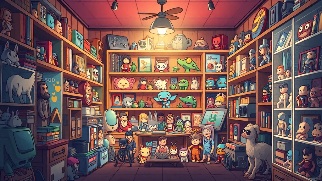 구매, 수집, 그리고 투자 (cartoon 스타일)