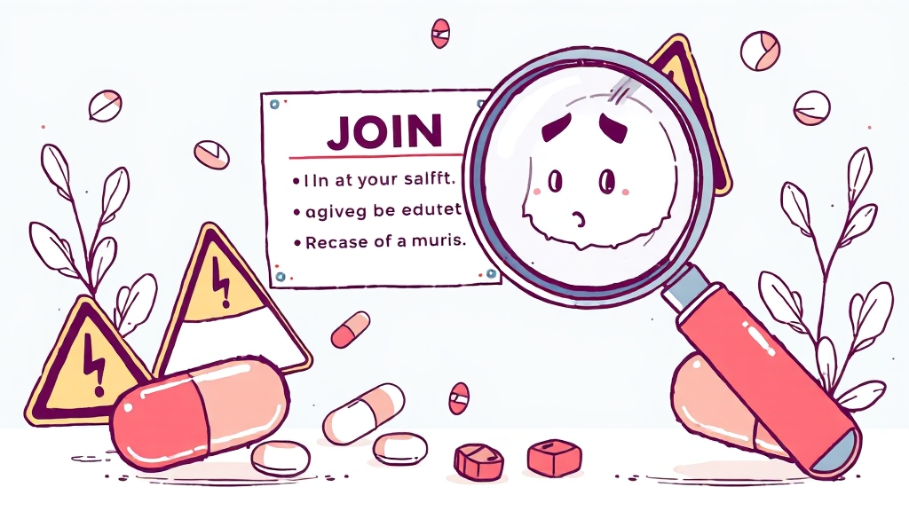 콘드로이친 섭취 시 주의사항 및 부작용 (illustration 스타일)