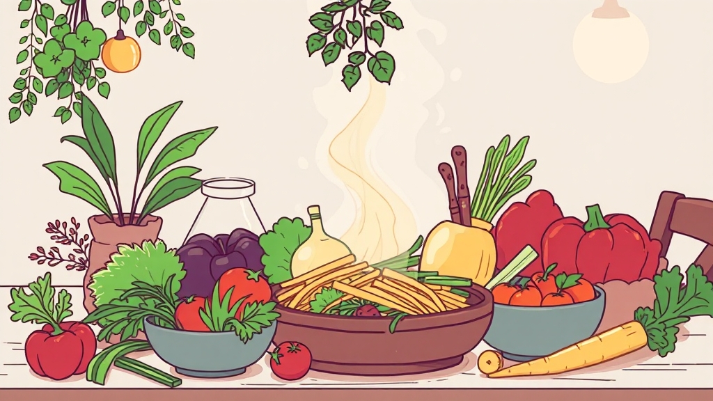 비건 밀키트 장점 (illustration 스타일)