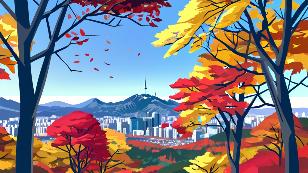 서울둘레길 4코스: 도심 속 자연과 풍경 감상 (illustration 스타일)
